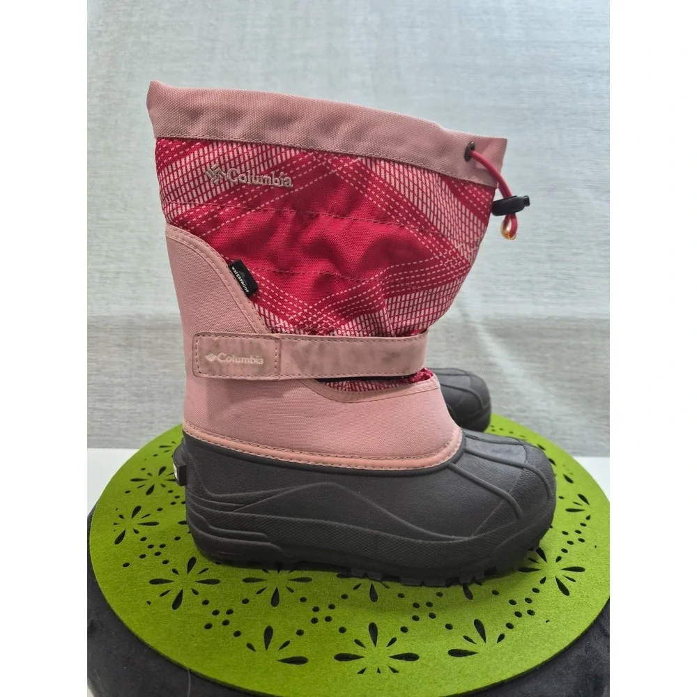 Columbia Powderbug Plus II Kids US 2 Winter Boot Pink Black Waterproof Mid Calf